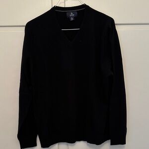 NEW 100% Cashmere Lands End Men's Classic Black V-Neck Sweater